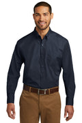 Port Authority Men's Long Sleeve Carefree Poplin Shirt. W100