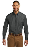 Port Authority Men's Long Sleeve Carefree Poplin Shirt. W100