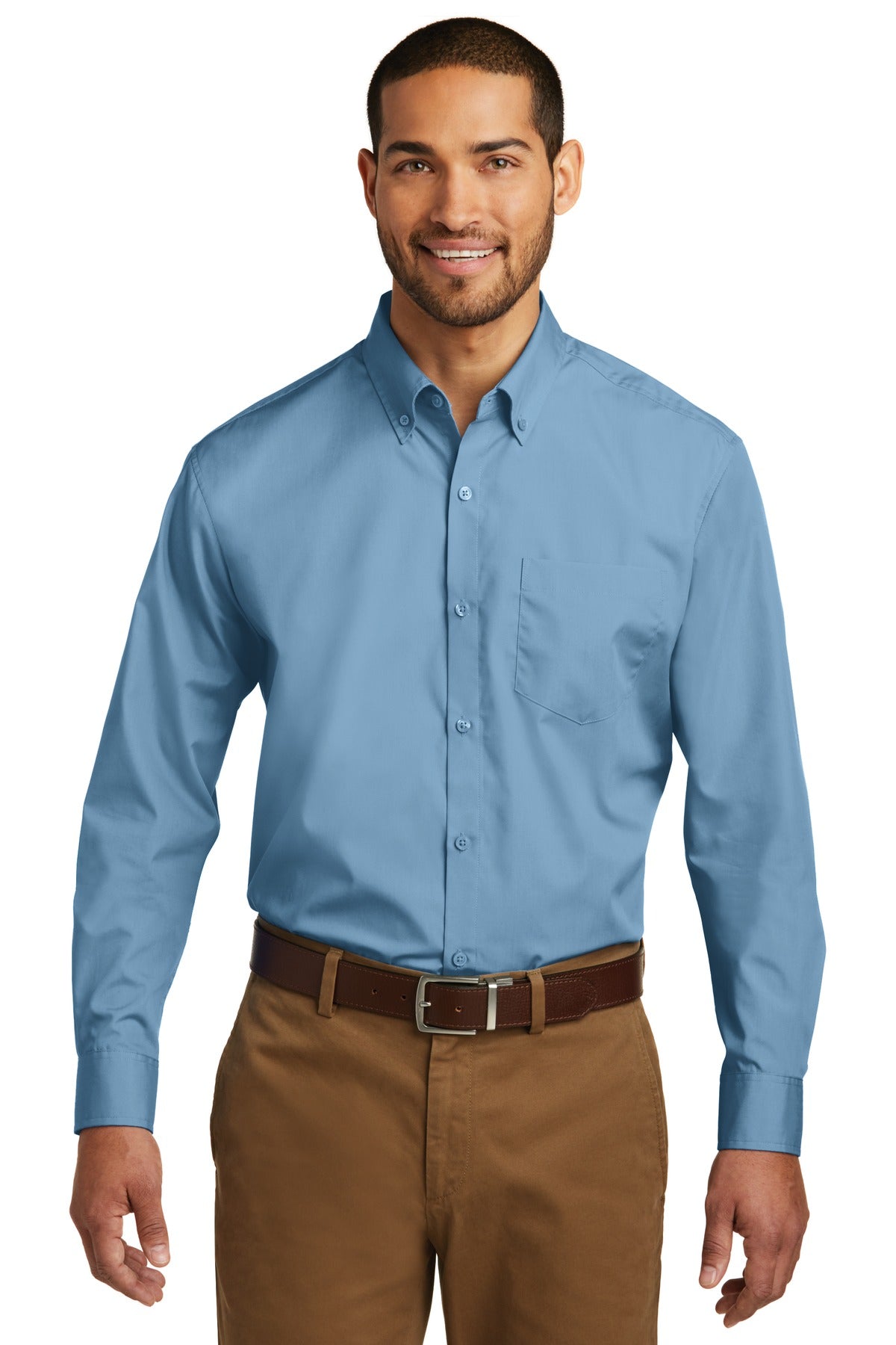 Port Authority Men's Long Sleeve Carefree Poplin Shirt. W100