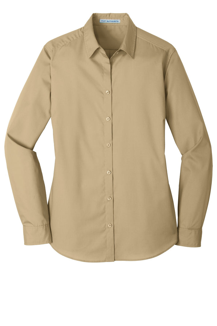 Port Authority Ladies Long Sleeve Carefree Poplin Shirt. LW100