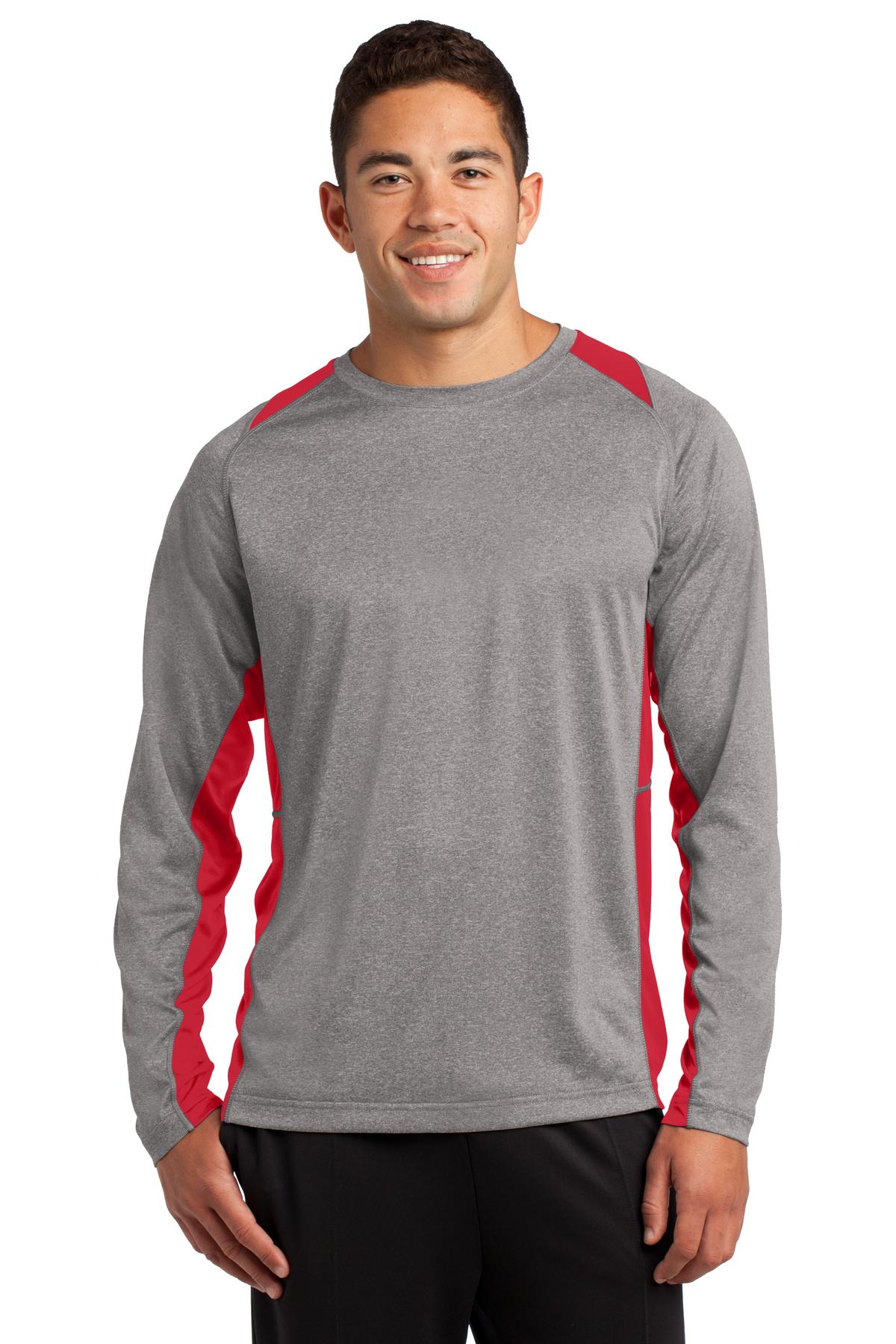 Sport-Tek Men's Long Sleeve Heather Colorblock Contender Tee