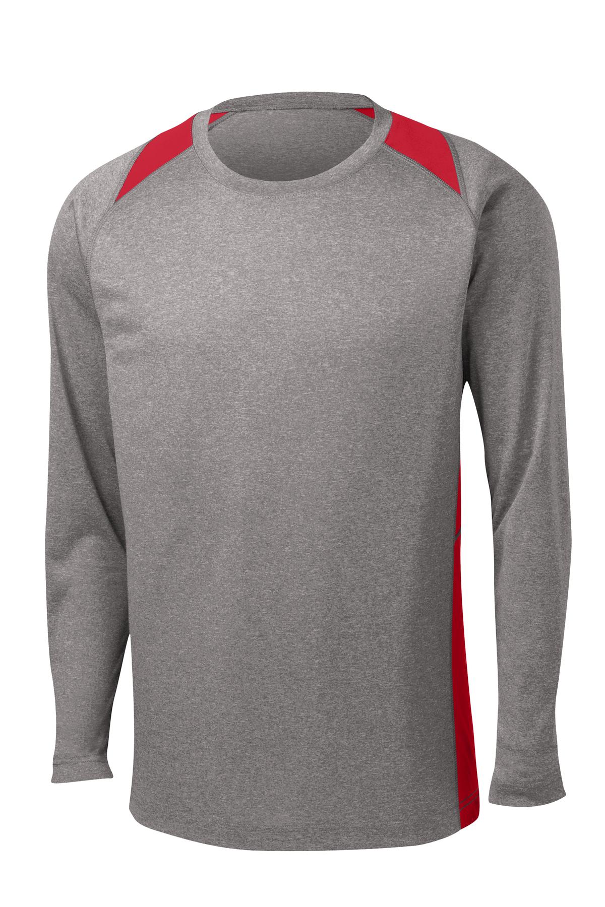 Sport-Tek Men's Long Sleeve Heather Colorblock Contender Tee
