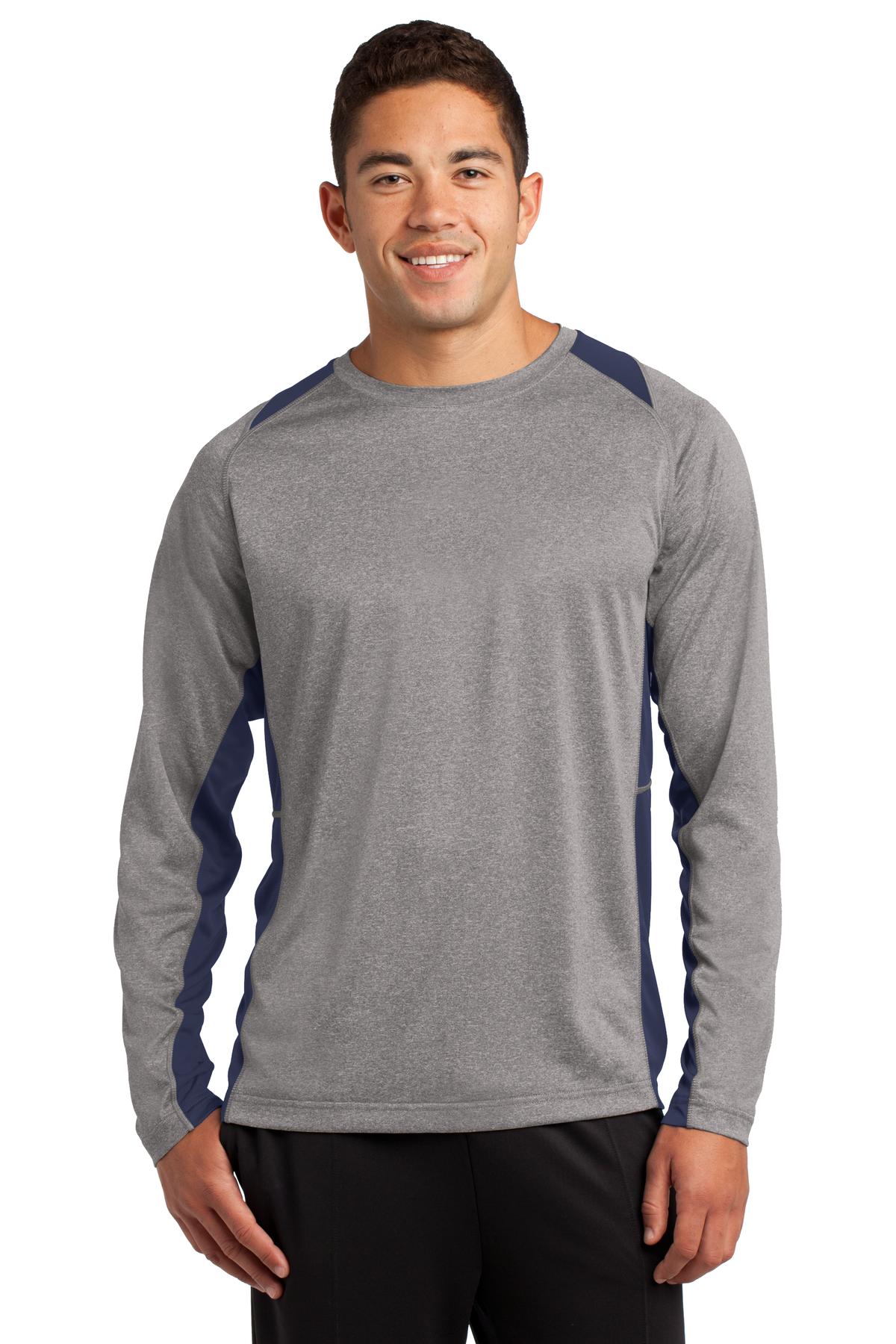 Sport-Tek Men's Long Sleeve Heather Colorblock Contender Tee