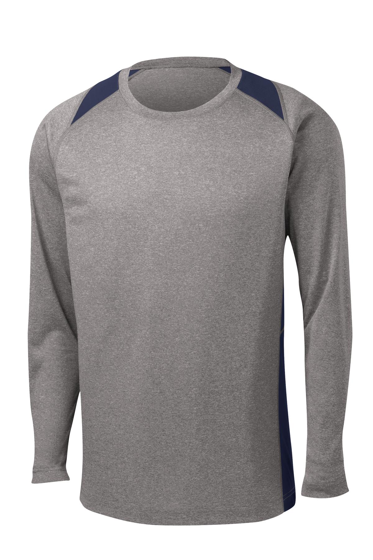 Sport-Tek Men's Long Sleeve Heather Colorblock Contender Tee