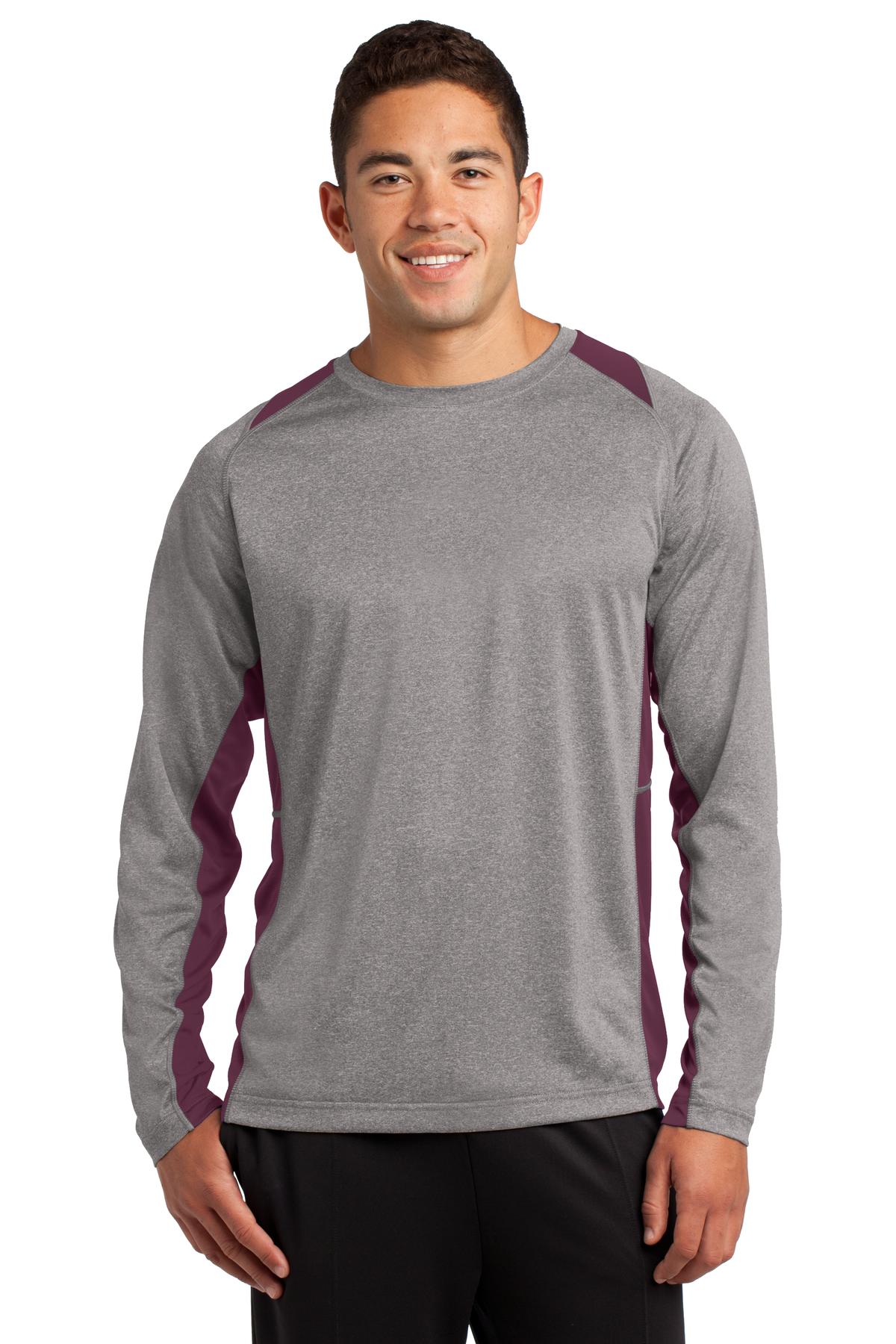 Sport-Tek Men's Long Sleeve Heather Colorblock Contender Tee
