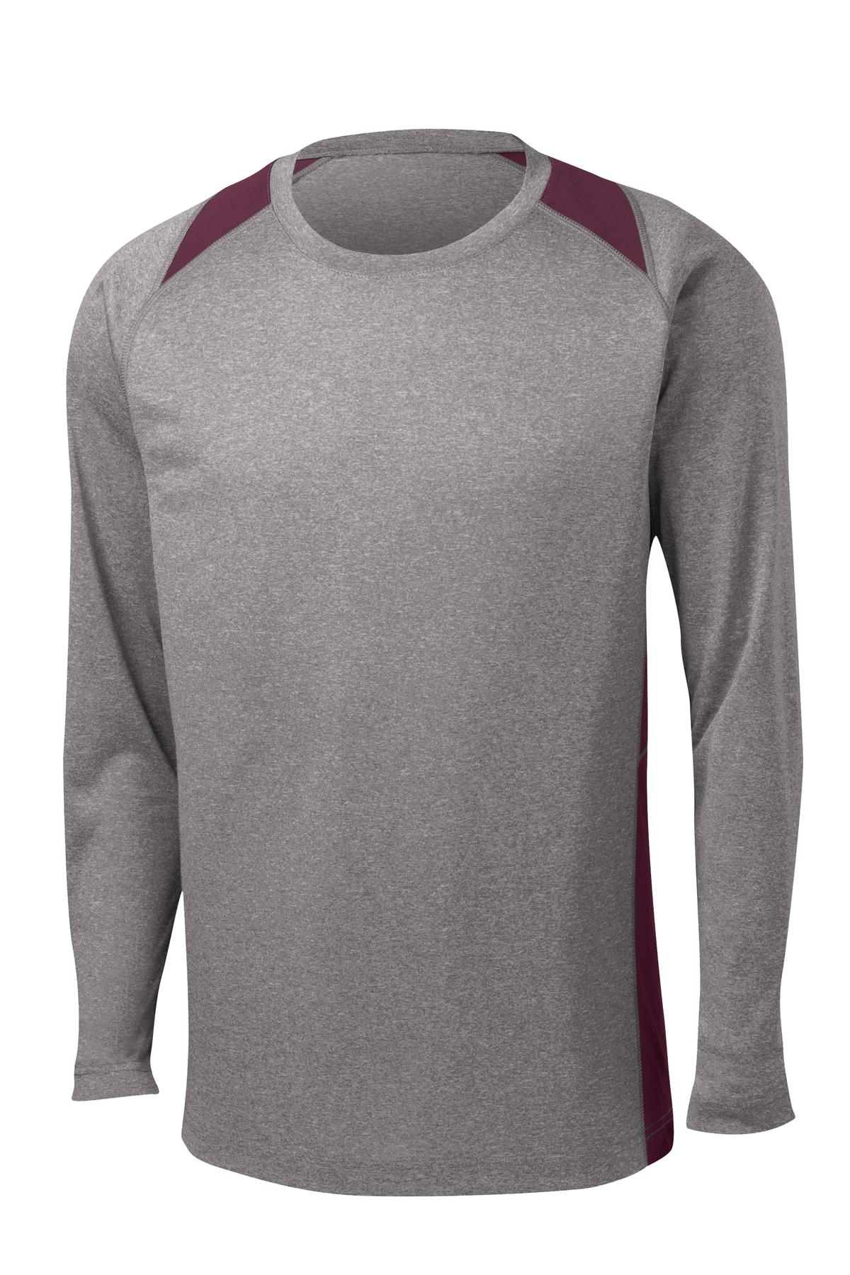 Sport-Tek Men's Long Sleeve Heather Colorblock Contender Tee