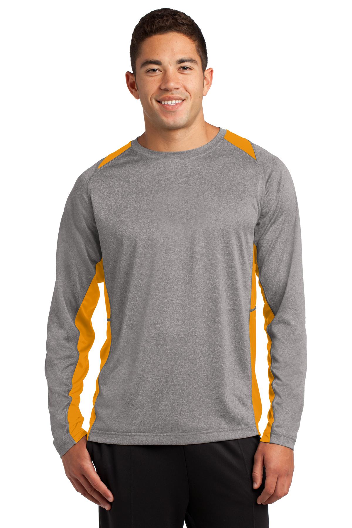 Sport-Tek Men's Long Sleeve Heather Colorblock Contender Tee