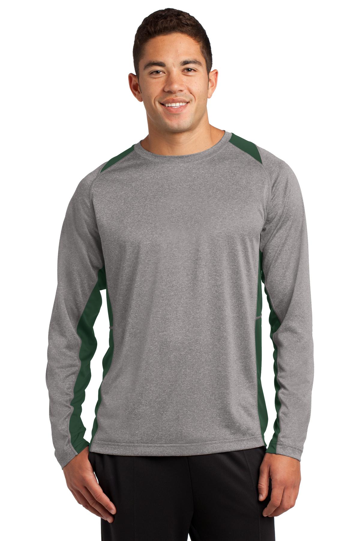 Sport-Tek Men's Long Sleeve Heather Colorblock Contender Tee