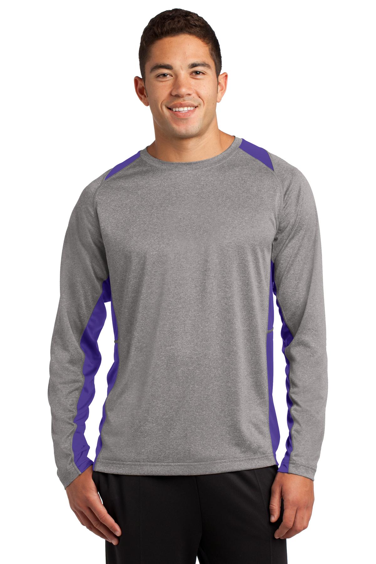 Sport-Tek Men's Long Sleeve Heather Colorblock Contender Tee