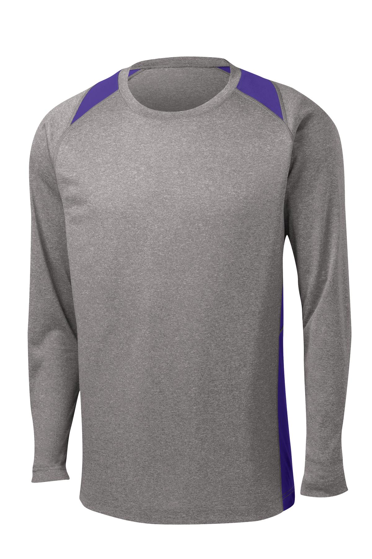 Sport-Tek Men's Long Sleeve Heather Colorblock Contender Tee