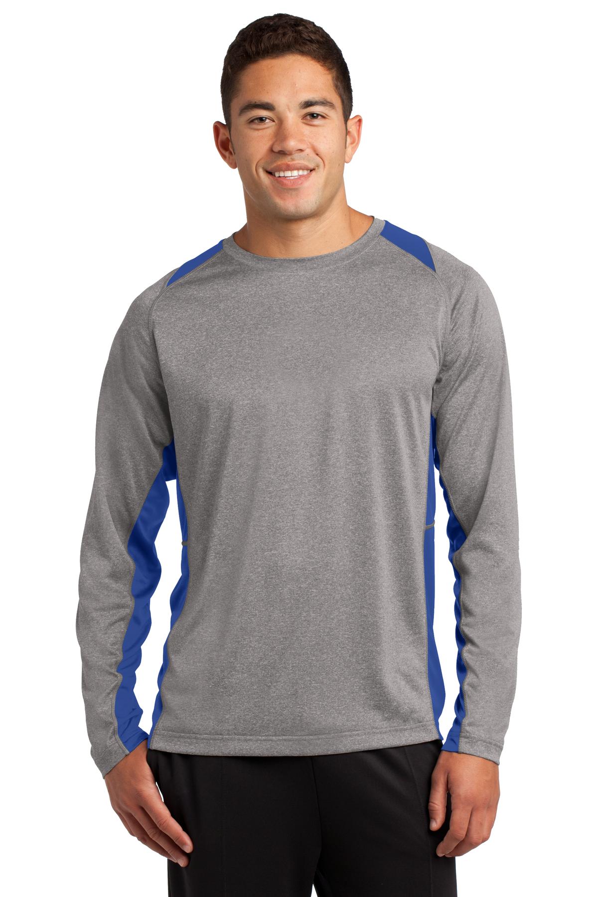 Sport-Tek Men's Long Sleeve Heather Colorblock Contender Tee
