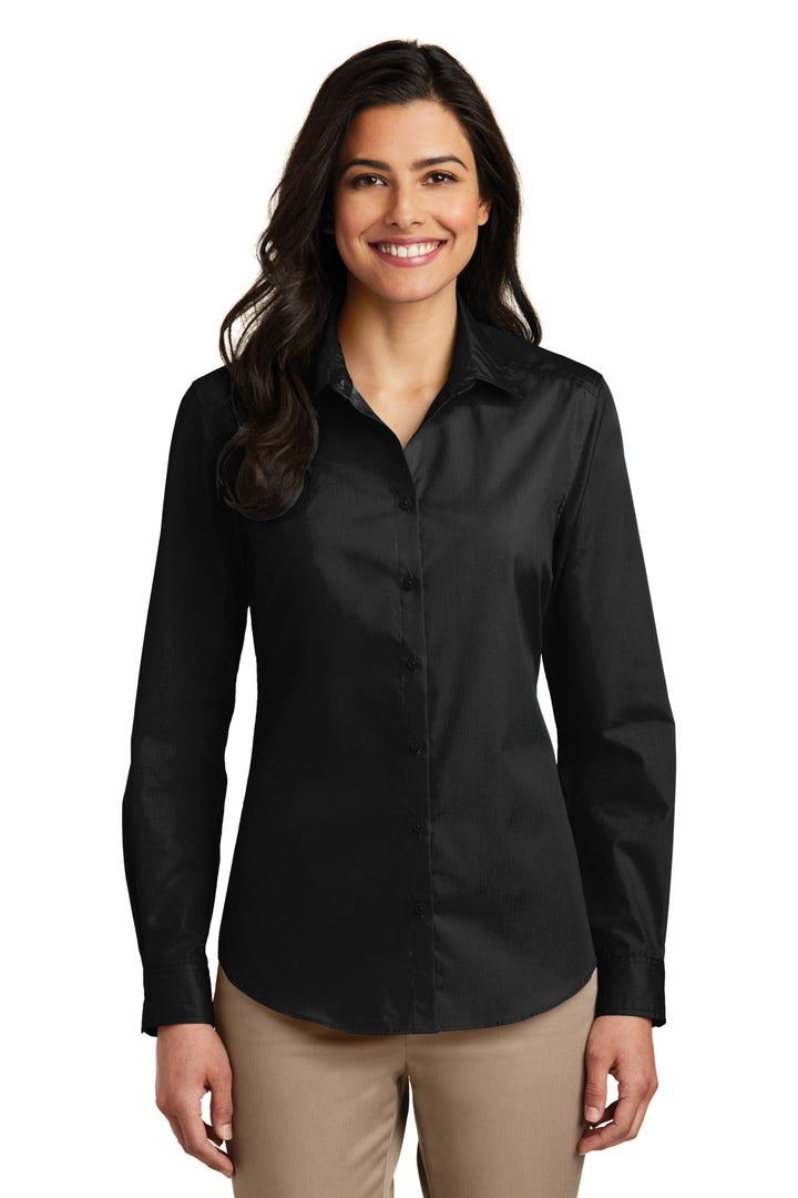 Port Authority Ladies Long Sleeve Carefree Poplin Shirt. LW100