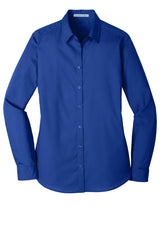 Port Authority Ladies Long Sleeve Carefree Poplin Shirt. LW100