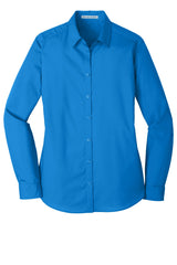 Port Authority Ladies Long Sleeve Carefree Poplin Shirt. LW100