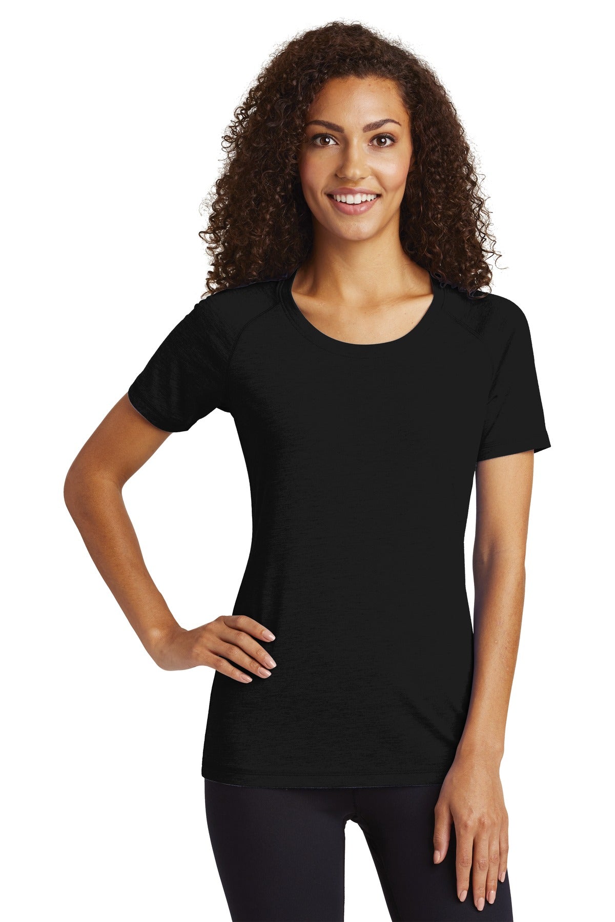 Sport-Tek Women's PosiCharge Tri-Blend Wicking Scoop Neck Raglan Tee LST400