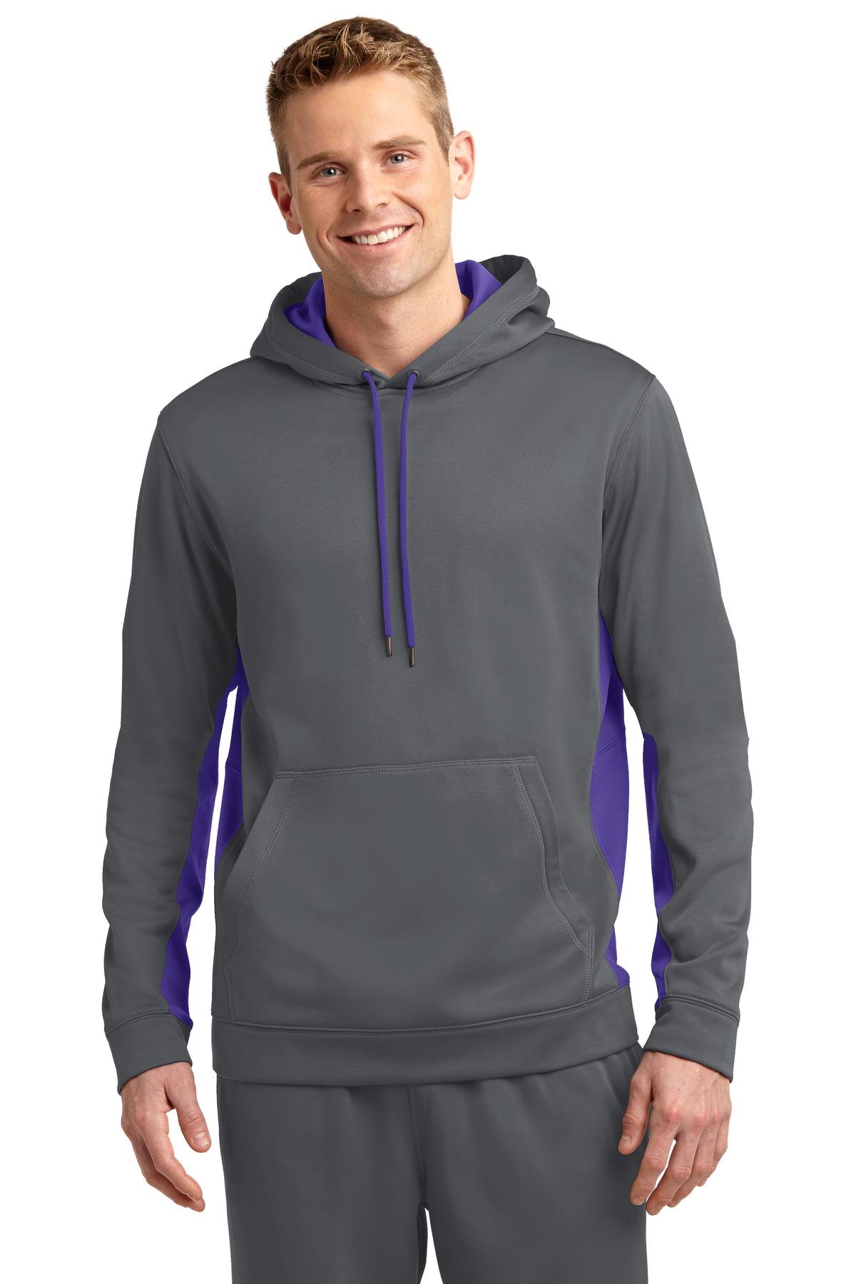 Sport-Tek Men's Sport-Wick Fleece Colorblock Hooded Pullover