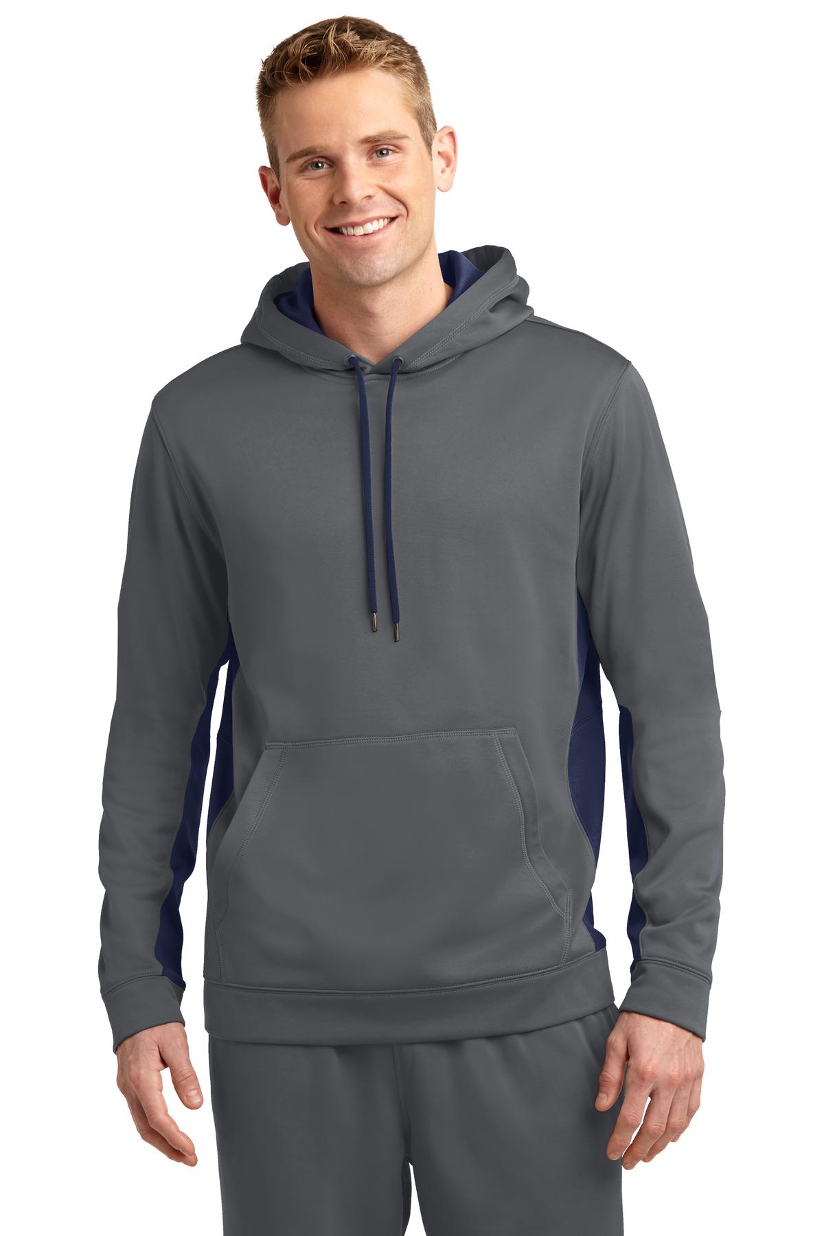 Sport-Tek Men's Sport-Wick Fleece Colorblock Hooded Pullover