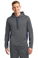 Sport-Tek Men's Sport-Wick Fleece Colorblock Hooded Pullover