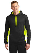 Sport-Tek Men's Sport-Wick Fleece Colorblock Hooded Pullover