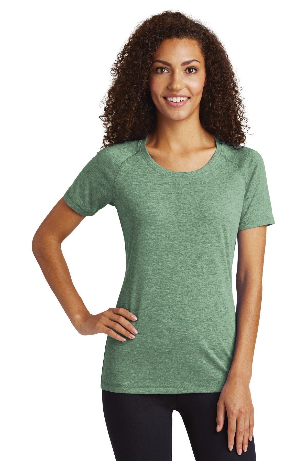 Sport-Tek Women's PosiCharge Tri-Blend Wicking Scoop Neck Raglan Tee LST400