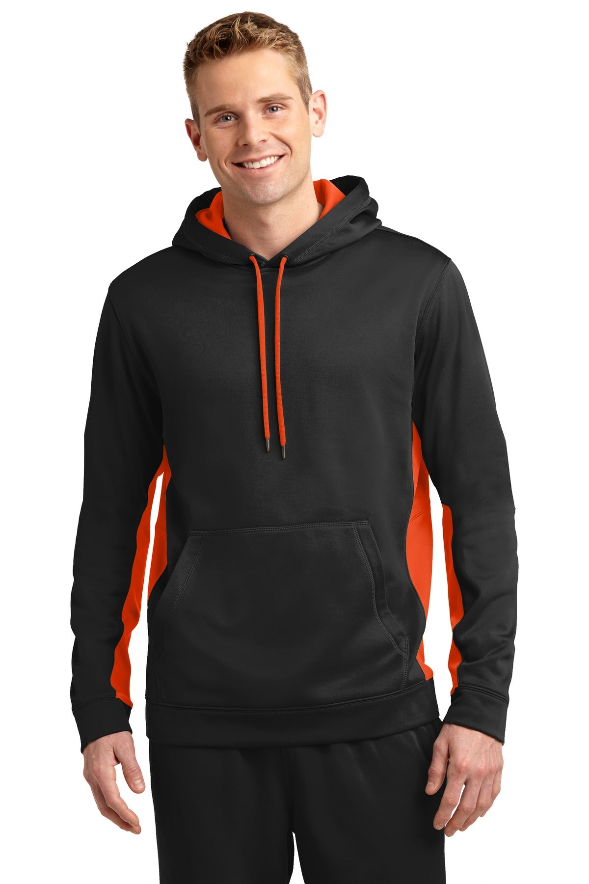 Sport-Tek Men's Sport-Wick Fleece Colorblock Hooded Pullover