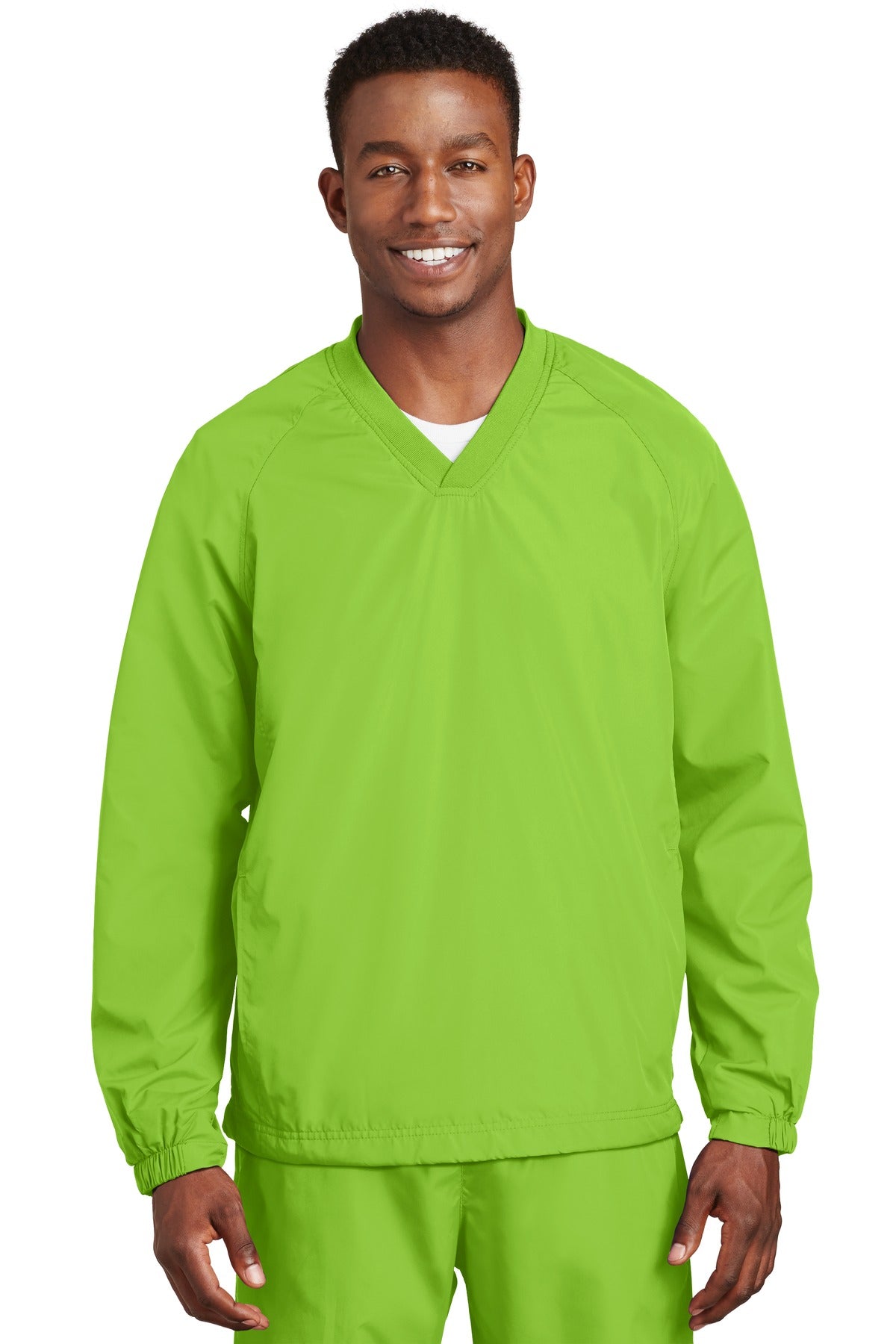 Sport-Tek Men's V-Neck Raglan Wind Shirt