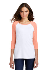 District Women's Perfect Tri 3/4-Sleeve Raglan. DM136L District