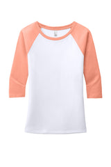 District Women's Perfect Tri 3/4-Sleeve Raglan. DM136L District