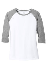 District Women's Perfect Tri 3/4-Sleeve Raglan. DM136L District