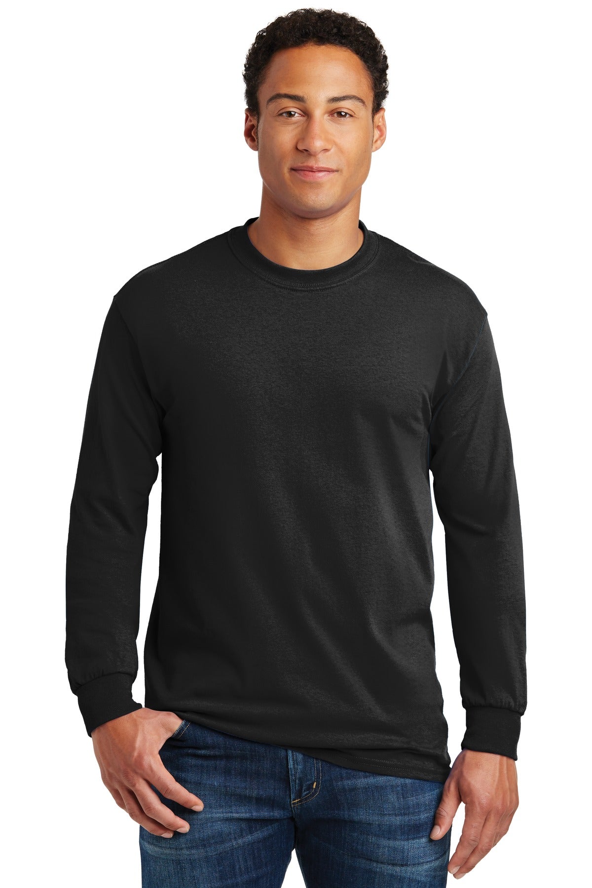 Gildan Men's Heavy Cotton 100% Cotton Long Sleeve T-Shirt. 5400 1 of 2 Gildan