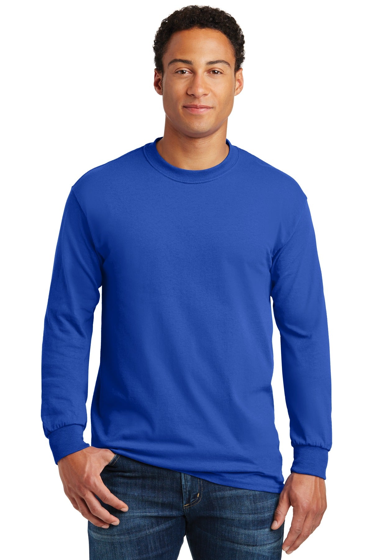 Gildan Men's Heavy Cotton 100% Cotton Long Sleeve T-Shirt. 5400 1 of 2 Gildan