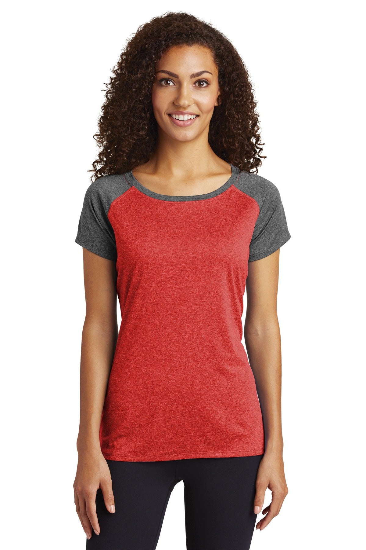 Sport-Tek Women's Heather-On-Heather Contender Scoop Neck Tee. LST362