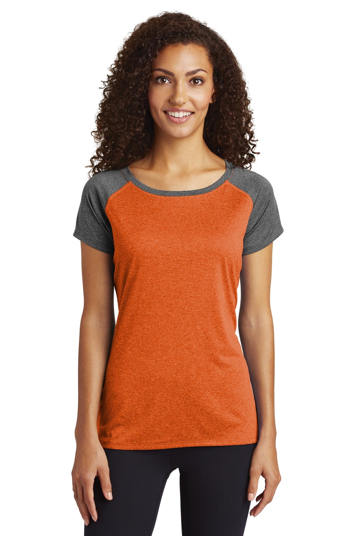 Sport-Tek Women's Heather-On-Heather Contender Scoop Neck Tee. LST362