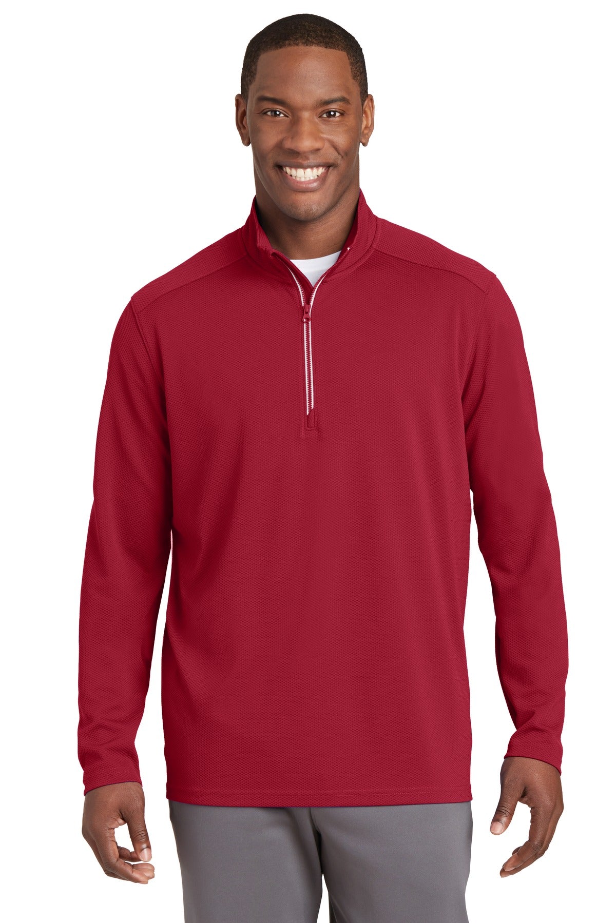 Sport-Tek Men's Sport-Wick Textured 1/4-Zip Pullover