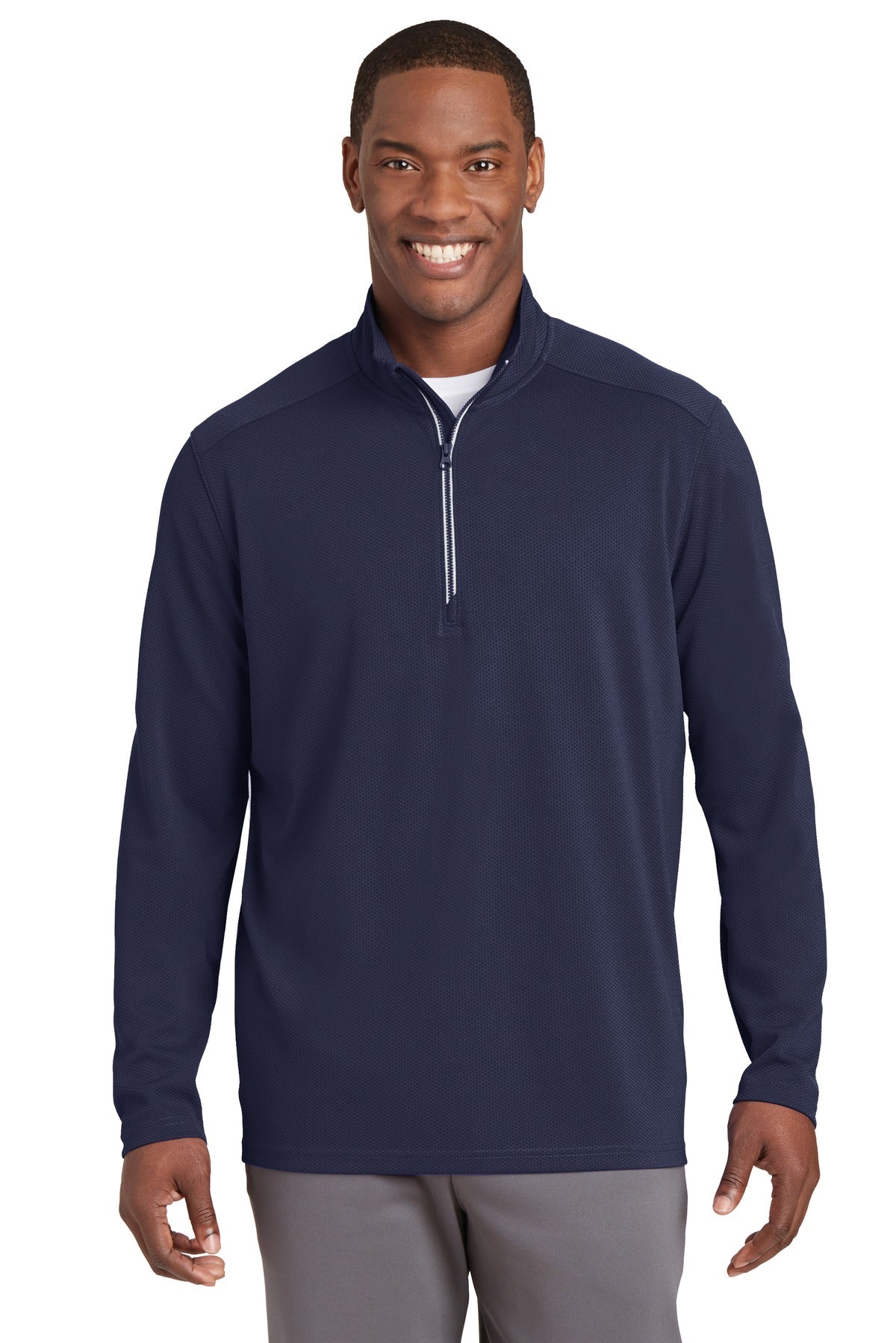 Sport-Tek Men's Sport-Wick Textured 1/4-Zip Pullover