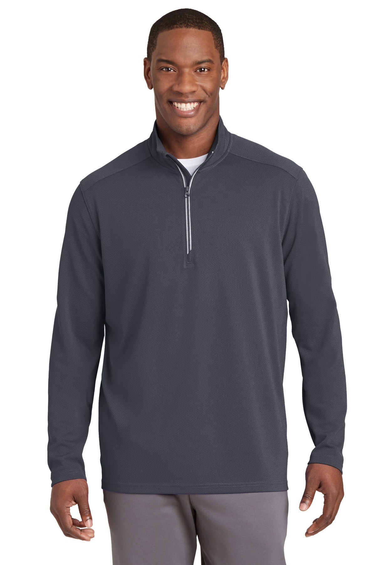 Sport-Tek Men's Sport-Wick Textured 1/4-Zip Pullover
