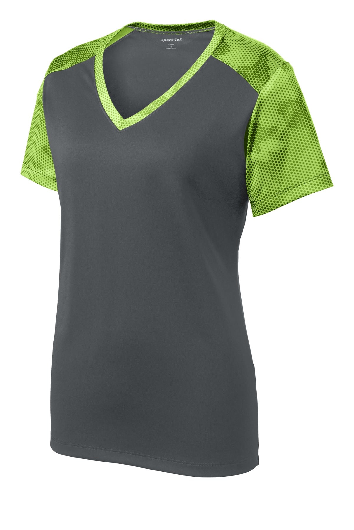 Sport-Tek Women's CamoHex Colorblock V-Neck Tee LST371