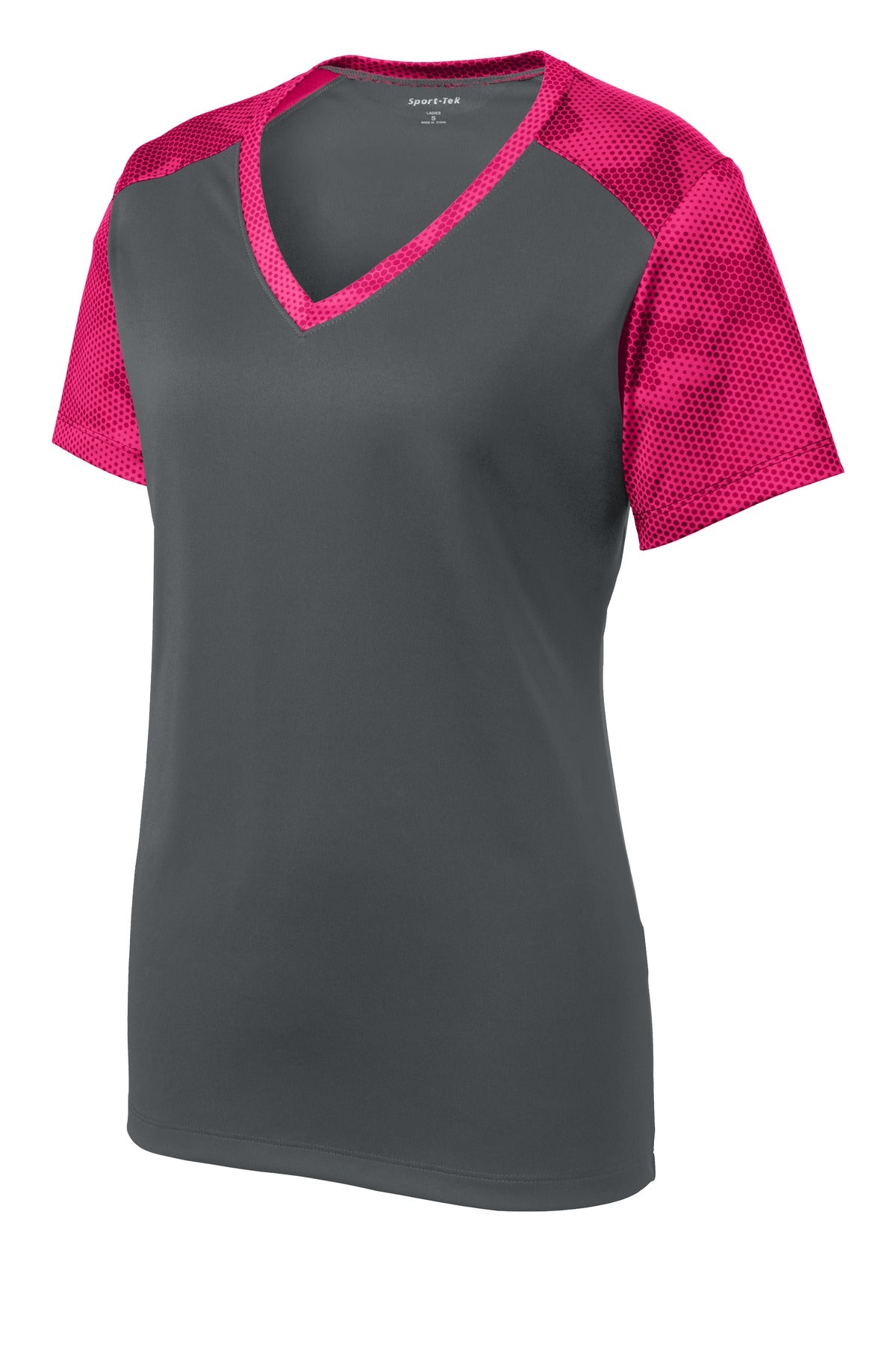 Sport-Tek Women's CamoHex Colorblock V-Neck Tee LST371