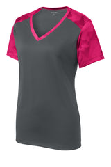 Sport-Tek Women's CamoHex Colorblock V-Neck Tee LST371