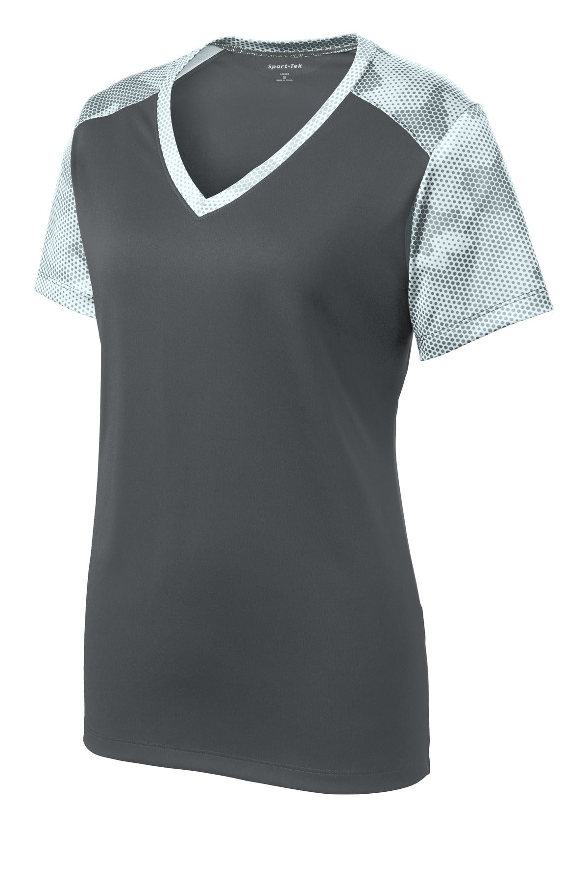 Sport-Tek Women's CamoHex Colorblock V-Neck Tee LST371