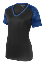 Sport-Tek Women's CamoHex Colorblock V-Neck Tee LST371