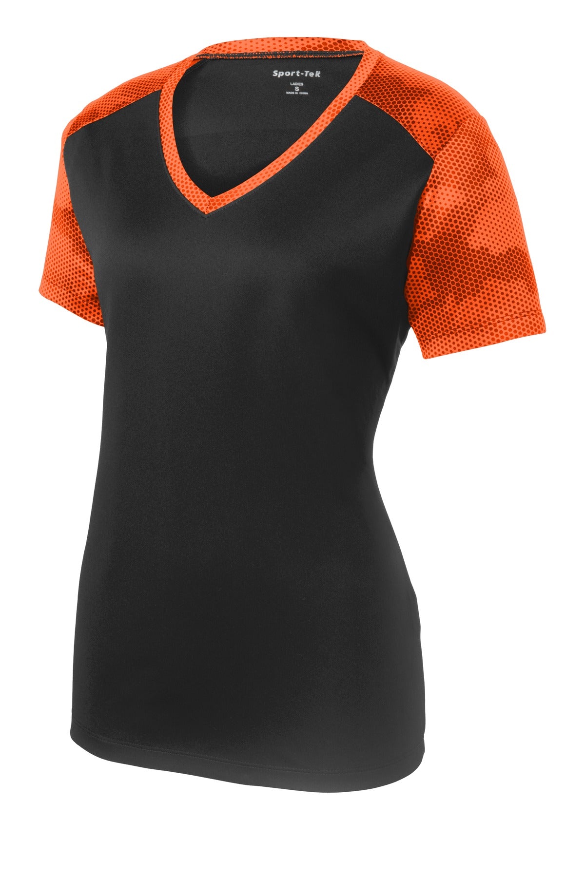 Sport-Tek Women's CamoHex Colorblock V-Neck Tee LST371