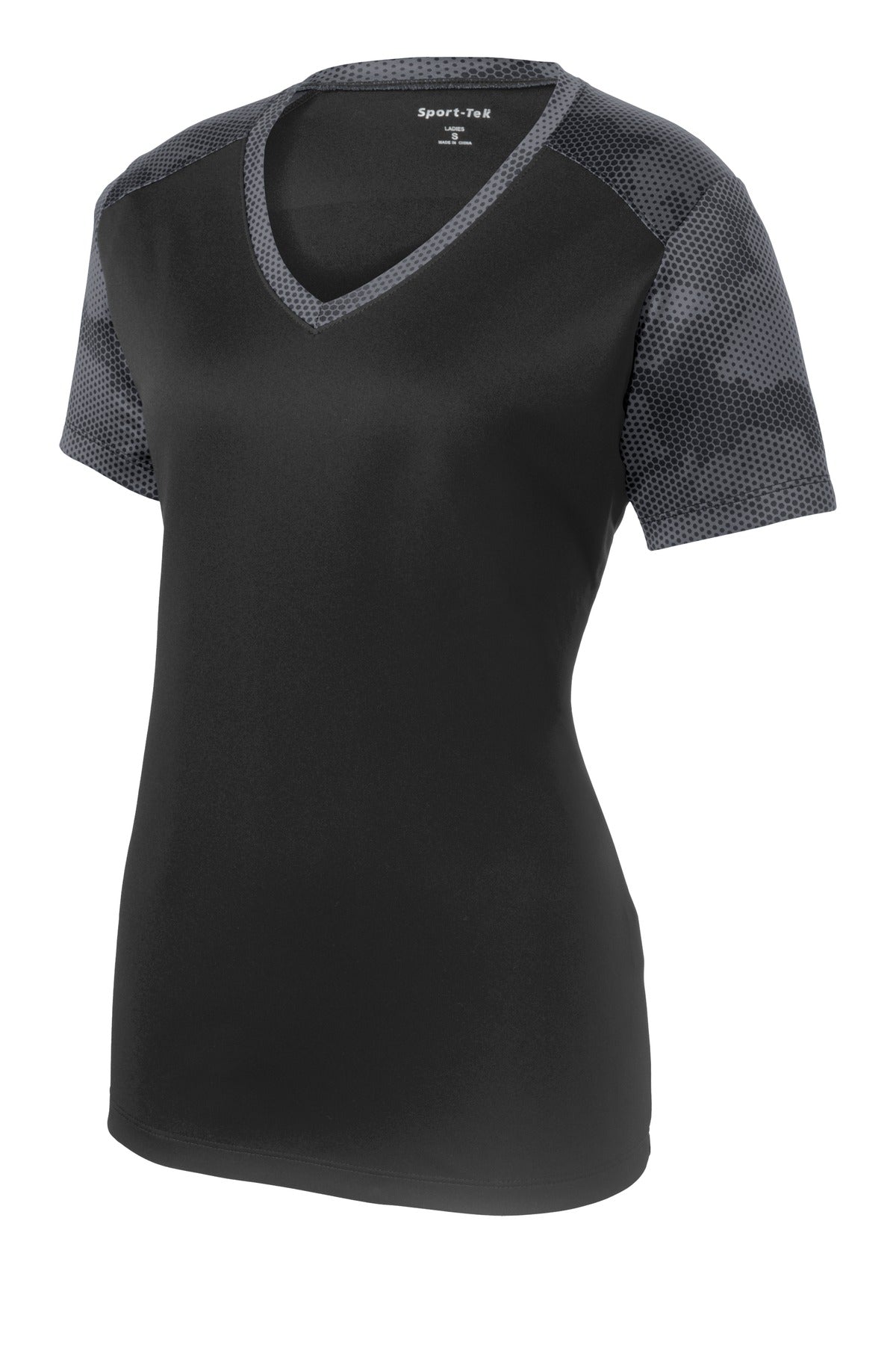 Sport-Tek Women's CamoHex Colorblock V-Neck Tee LST371