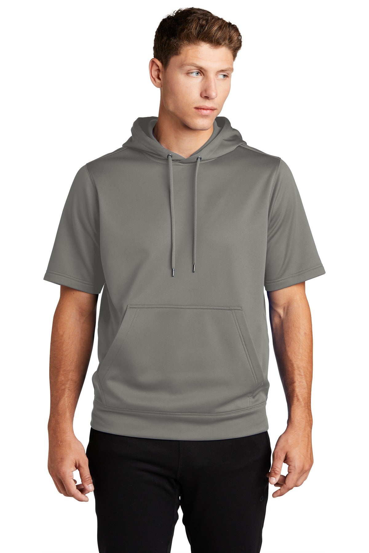 Sport-Tek Men's Sport-Wick Fleece Short Sleeve Hooded Pullover