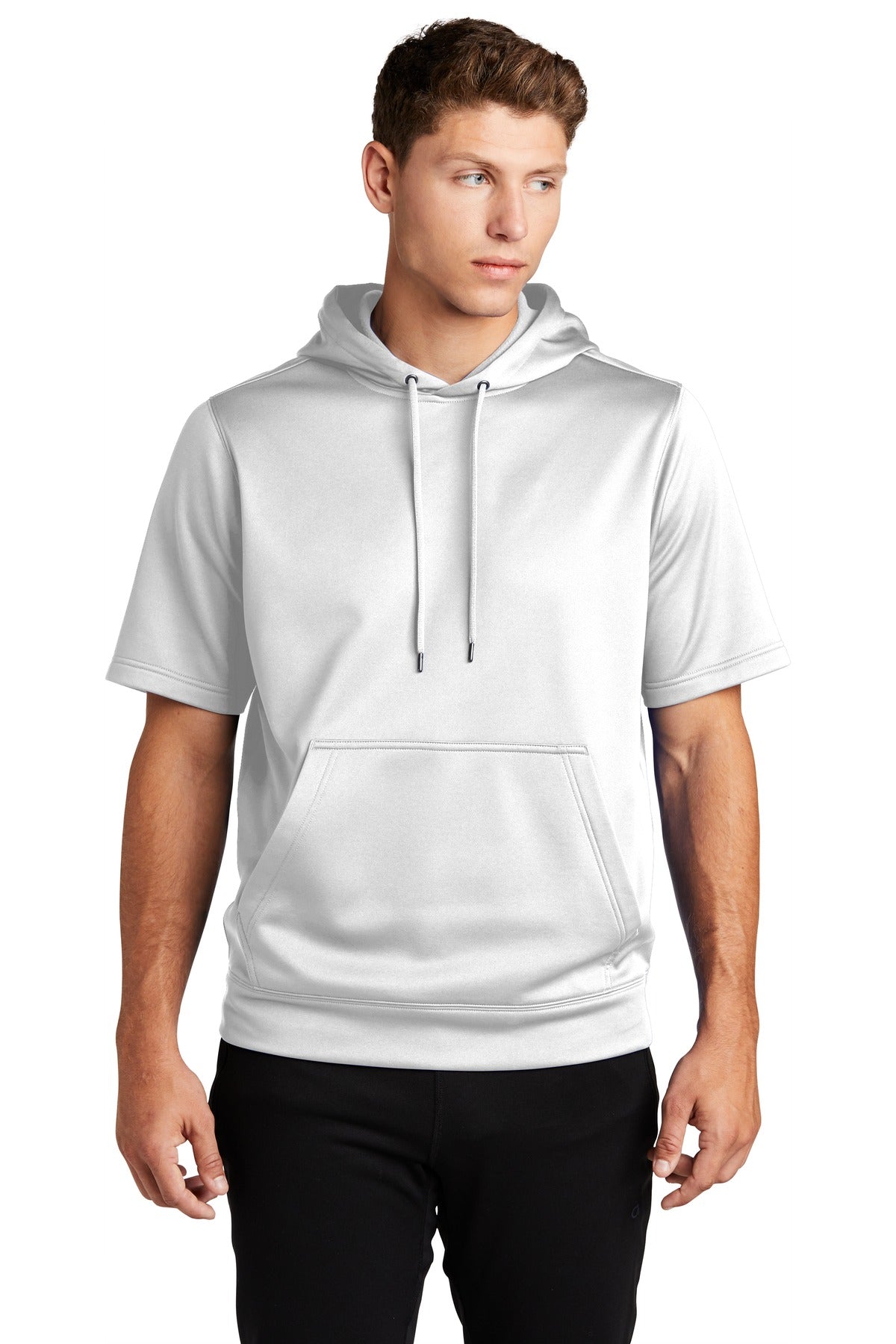Sport-Tek Men's Sport-Wick Fleece Short Sleeve Hooded Pullover