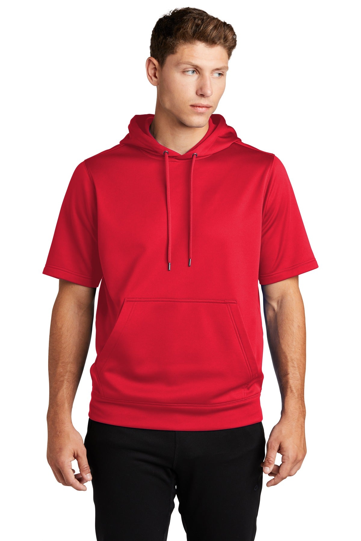 Sport-Tek Men's Sport-Wick Fleece Short Sleeve Hooded Pullover