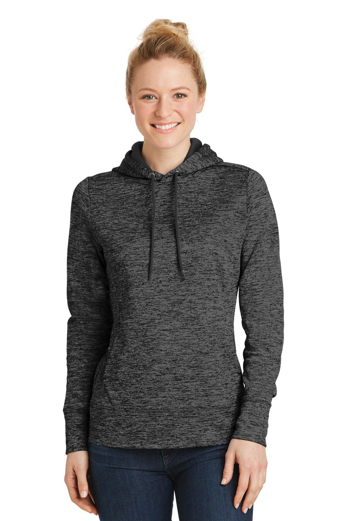 Sport-Tek Women's PosiCharge Electric Heather Fleece Hooded Pullover LST225