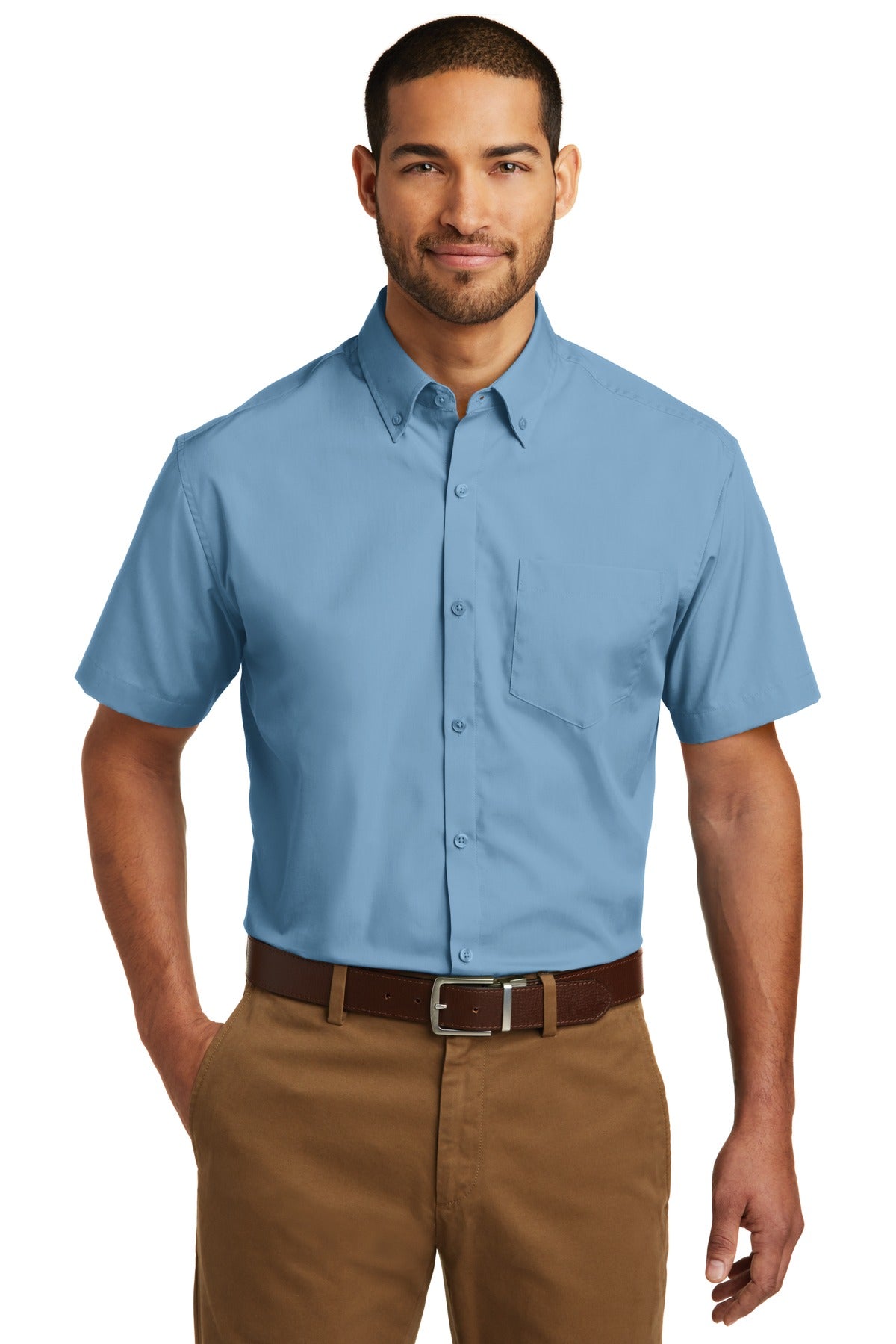 Port Authority Men's Short Sleeve Carefree Poplin Shirt. W101