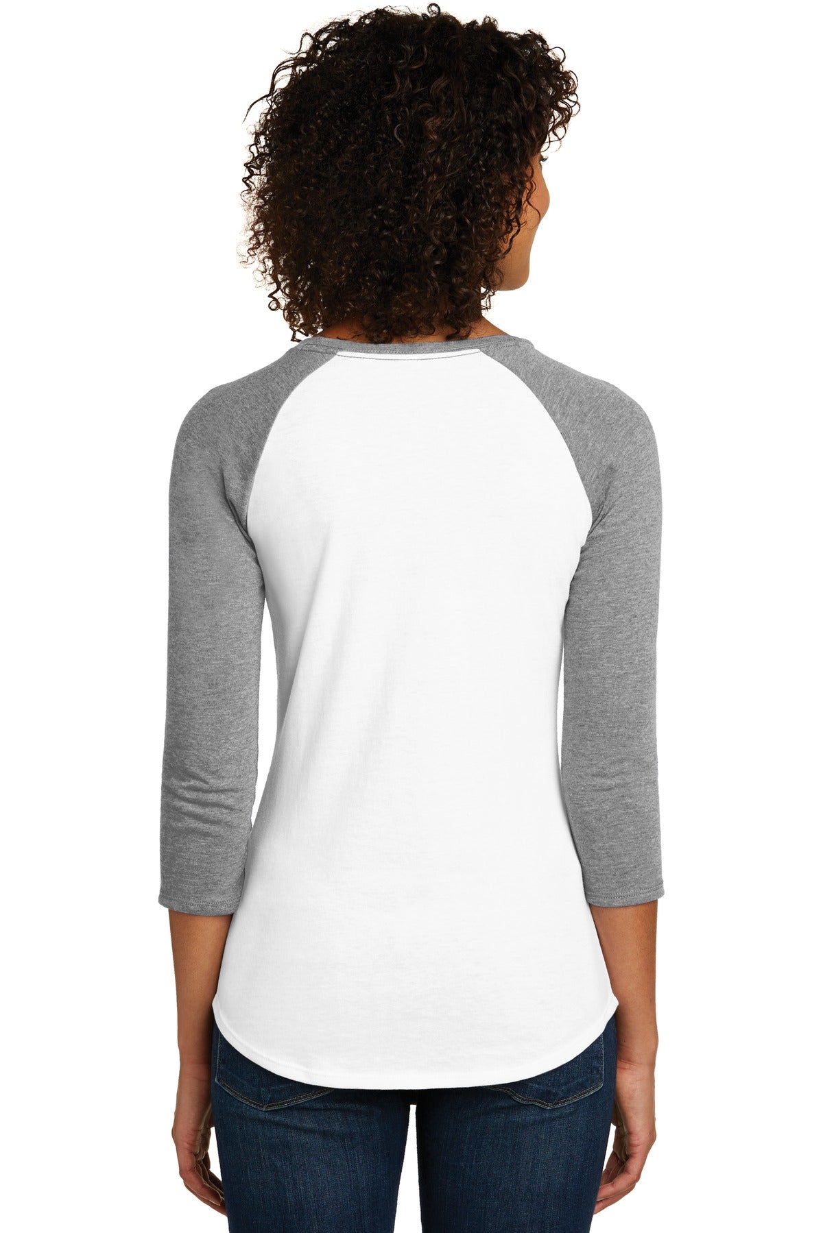 District Women's Fitted Very Important Tee 3/4-Sleeve Raglan. DT6211 District