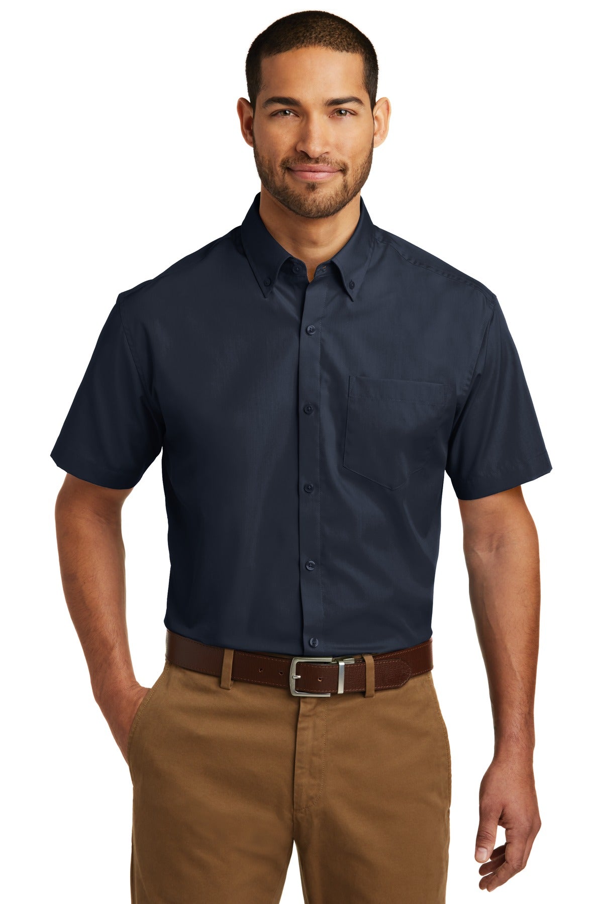 Port Authority Men's Short Sleeve Carefree Poplin Shirt. W101